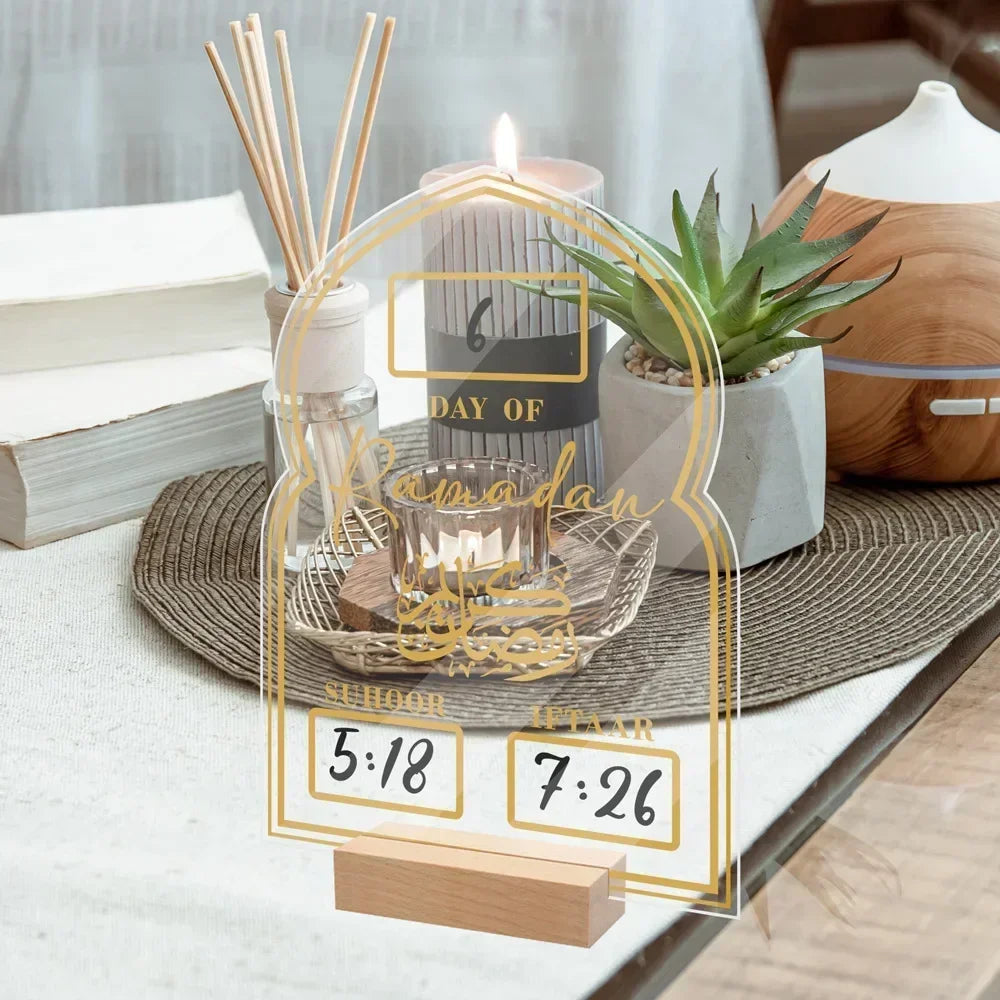 Islamic Ramadan countdown calendar for 2026, acrylic Eid Mubarak decoration, perfect for Muslim party and Kareem celebration