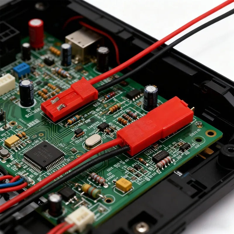 Close-up of JST 2 Pin male and female plug connectors for LED lamp strip wiring