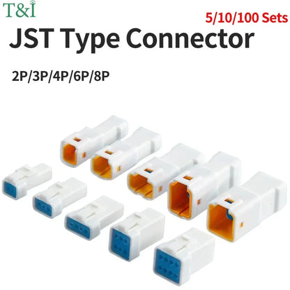 Automotive connectors JST02R-JWPF-VSLE, 2/3/4/6/8 pin waterproof connectors, male and female butt plugs