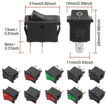 Close-up of KCD1 snap-in boat rocker switch with 2/3/4 pin configuration for AC power control