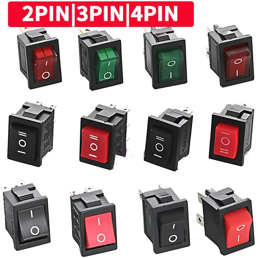 KCD1 snap-in boat rocker switch SPST ON-OFF, 2/3/4 Pin, 250V 6A AC / 125V 10A, 2P toggle power switch