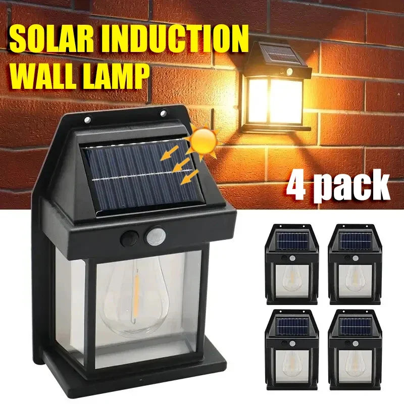 KDULIT solar wall light outdoor motion sensor security lamp with dusk to dawn lighting