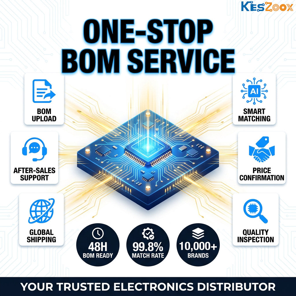 Keszoox BOM sourcing service — full category electronic components, fast global delivery, ISO 9001 certified