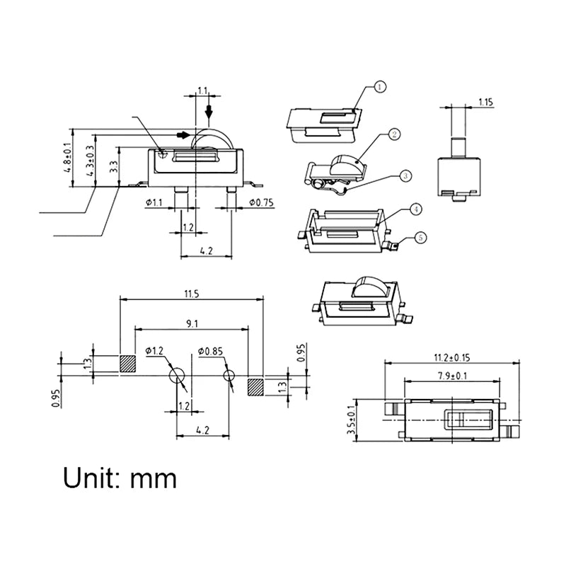 KFC-W1-03 micro switch inner spring structure
