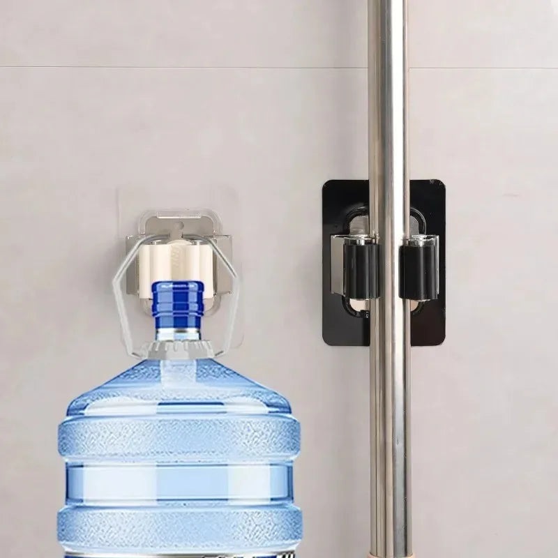 Wall organizer rack for kitchen cleaning tools and brooms