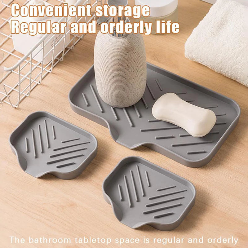 New faucet mat for kitchen sink tray, soap dispenser sponge drain pad, sink splash drying mat, countertop storage soap tray