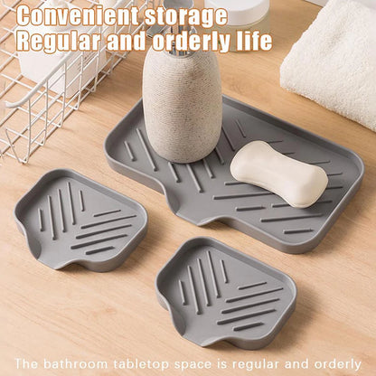 New faucet mat for kitchen sink tray, soap dispenser sponge drain pad, sink splash drying mat, countertop storage soap tray