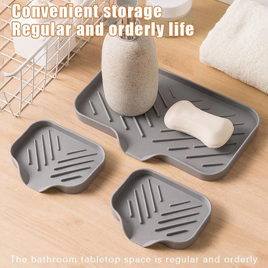 New faucet mat for kitchen sink tray, soap dispenser sponge drain pad, sink splash drying mat, countertop storage soap tray