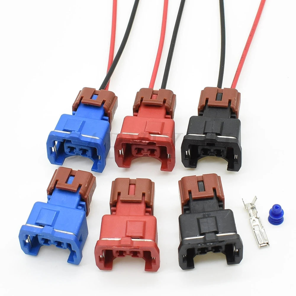2 Pin knock detonation sensor connector attached to automotive cable harness for stable and durable electrical connections