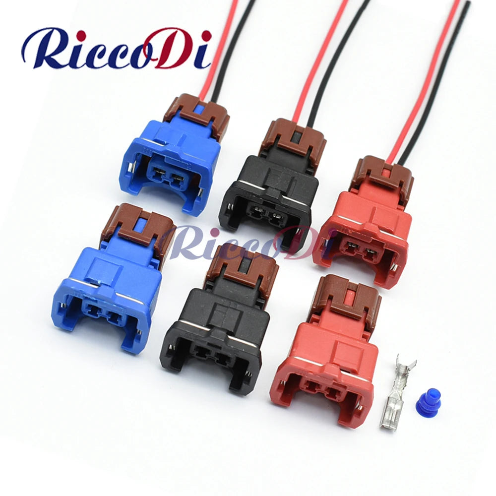 2 Pin knock detonation sensor automotive connector cable socket in black, blue, and red compatible with PB186-02326 / PB185-02326