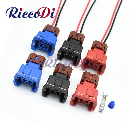 2 Pin knock detonation sensor automotive connector cable socket in black, blue, and red compatible with PB186-02326 / PB185-02326