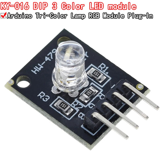 KY-016 4-pin RGB LED module, three-color LED sensor, compatible with Arduino, ideal for DIY electronics, starter kits, and learning projects