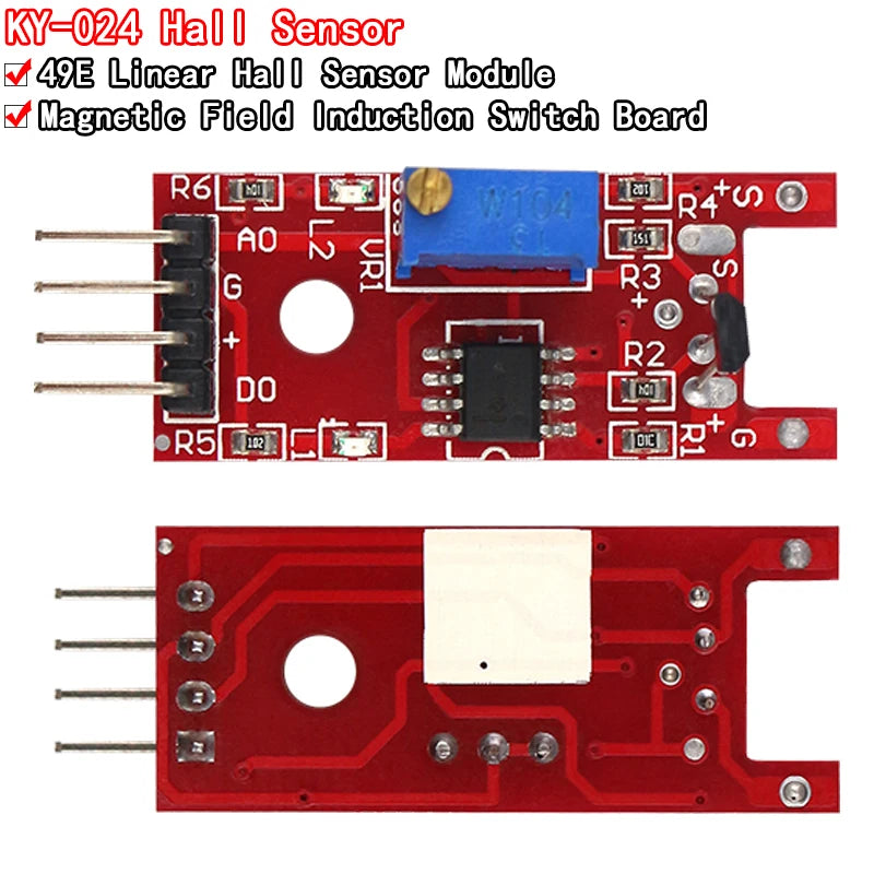 KY-024 linear magnetic Hall sensor module, compatible with Arduino for speed counting, position detection, and DIY electronics projects