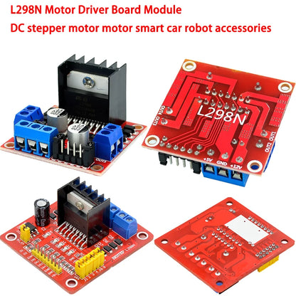 L298N dual H-bridge motor driver board module for DC and stepper motors, ideal for Arduino robot car and automation projects