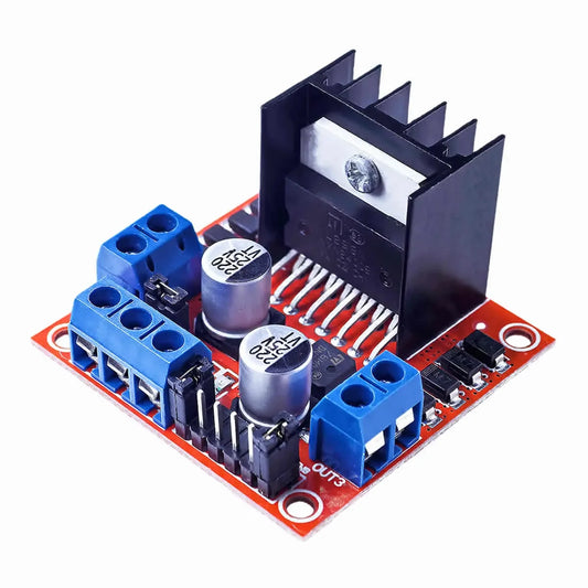 L298N dual H-bridge motor driver module for DC and stepper motors, suitable for smart robot car, breadboard, Peltier, and Arduino DIY projects