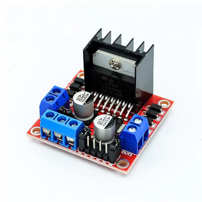 L298N dual H-bridge DC stepper motor driver module for Arduino, suitable for smart car, robotics projects, and DIY electronics