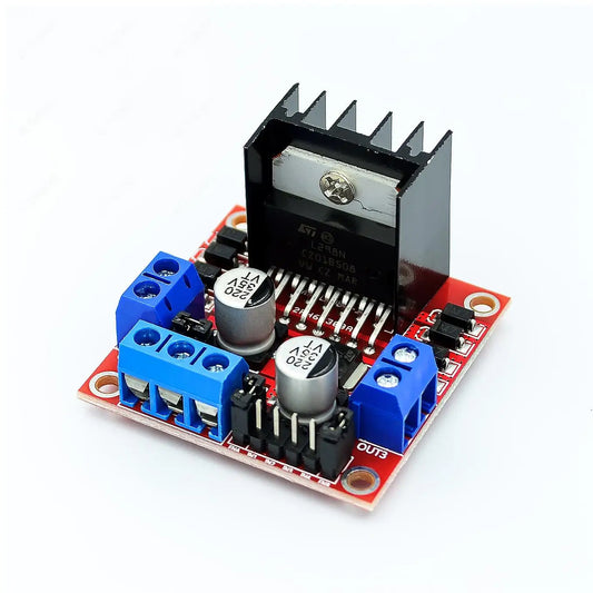 L298N dual H-bridge DC stepper motor driver module for Arduino, suitable for smart car, robotics projects, and DIY electronics