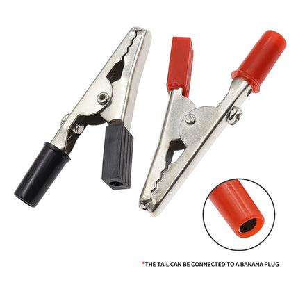 large 55mm solderless alligator clips with screw terminals and binding posts red black test clips for power electronics
