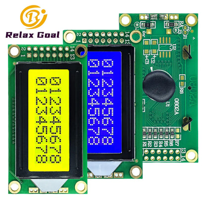 LCD0802 8x2 character LCD display module with blue or green backlight, compatible with Arduino and 3.3V or 5V DIY electronics projects