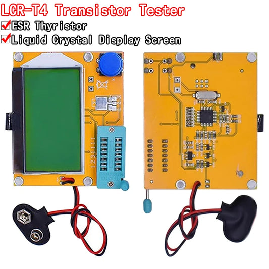 LCR-T4 transistor tester with ESR meter, diode, triode, capacitance, MOS PNP testing, LCD display, Mega328, acrylic case for electronics projects