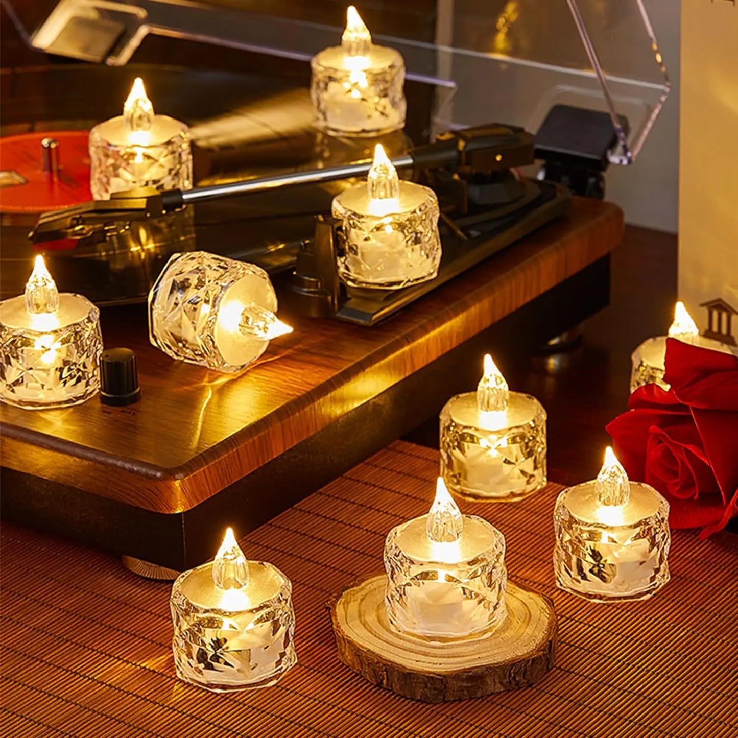 Transparent LED crystal flameless candle night lamp