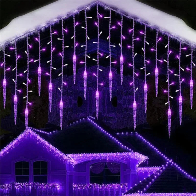 LED icicle curtain lights for festive street and home display
