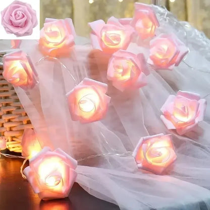LED rose night lamp garland for Valentines Day, wedding, and party decoration