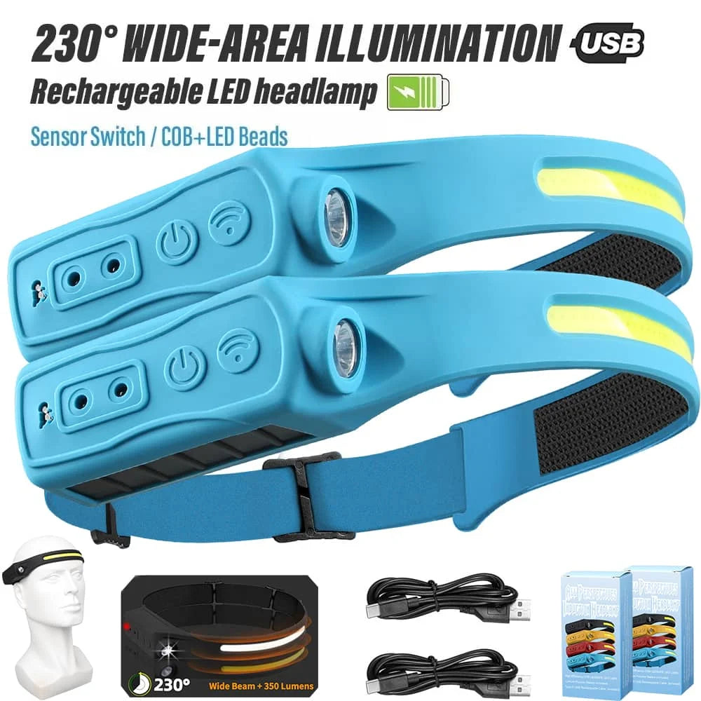 LED sensor headlamp rechargeable head torch