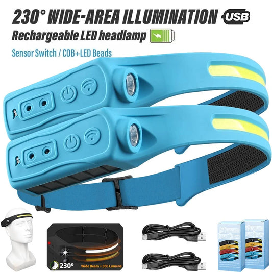 LED sensor headlamp rechargeable head torch