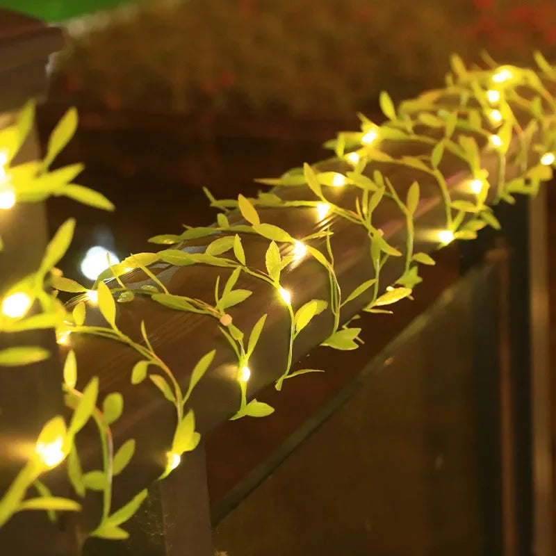 Set of 2026 Christmas LED fairy light willow leaf garland for home, wedding, and party festive tree decor