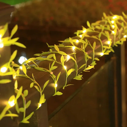 Set of 2026 Christmas LED fairy light willow leaf garland for home, wedding, and party festive tree decor