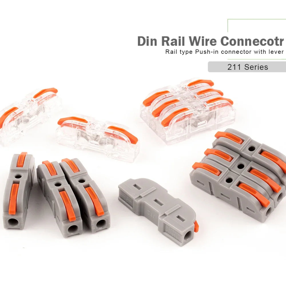 Close up of lever wire connector for electrical wiring