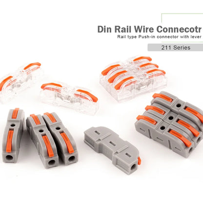 Close up of lever wire connector for electrical wiring