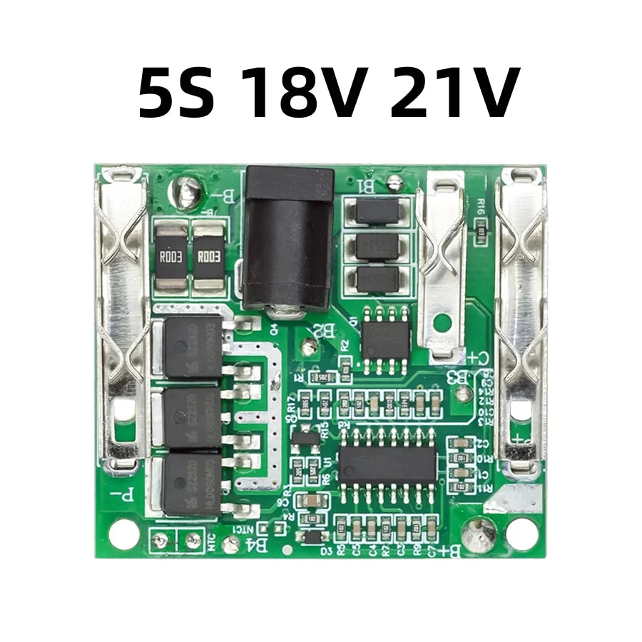 Li-Ion lithium battery protection circuit board BMS module for 18V-21V charging and 20A safety, compatible with power tools