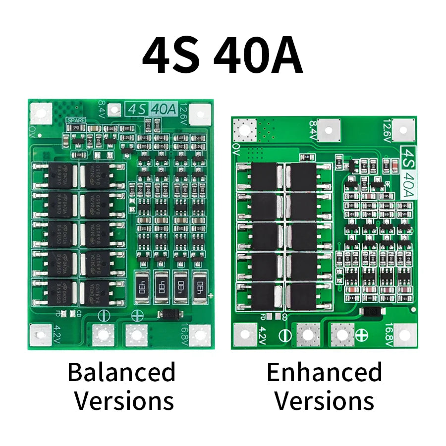 40A Li-ion battery protection board BMS for 18650 cells with balance function for DIY battery packs and power tools