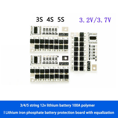 3S-5S lithium battery protection board BMS 12V 3.7V 100A for LMO, LiPo, LiFePO4 batteries with balance and overcharge protection