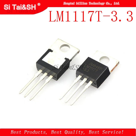 LM1117T-3.3 3.3V voltage regulator IC, TO-220 package, new and original, suitable for power supply and DIY electronics projects