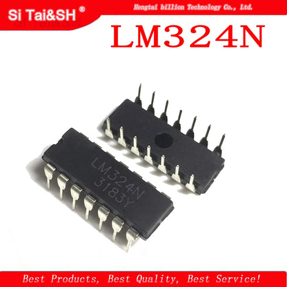 LM324N quad operational amplifier IC in DIP-14 package, high-performance LM324 for electronics circuits and DIY projects
