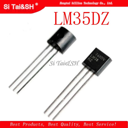 LM35DZ TO-92 precision centigrade temperature sensor IC, LM35D TO92 package for accurate temperature measurement in electronics projects
