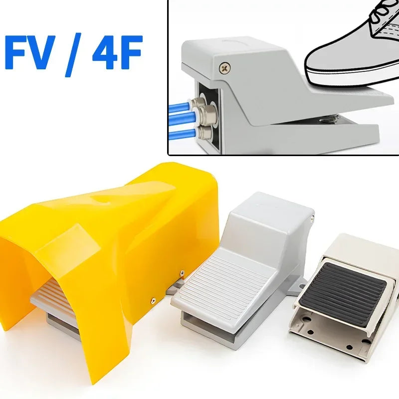 Lockable pneumatic foot pedal valve switch, 2 position 5 way air control valve FV320, FV420, 4F210-08GL for industrial machinery