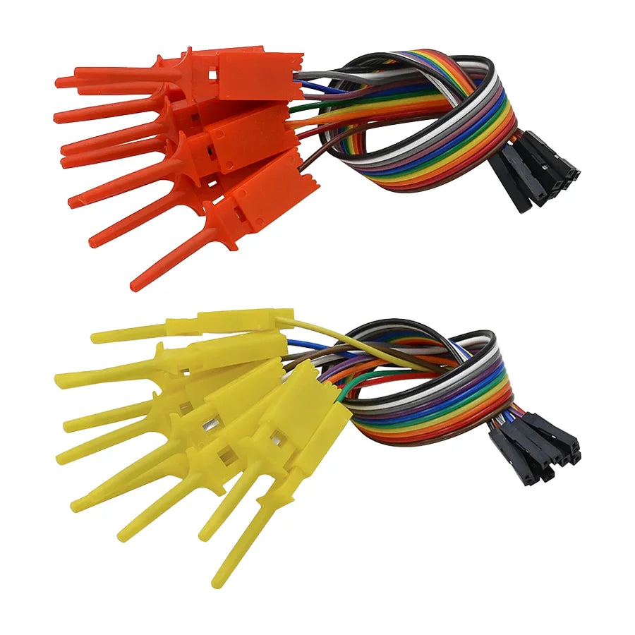 10-pin test hook clip cable for logic analyzer, electrical testing probe wire clamp kit for electronics diagnostics