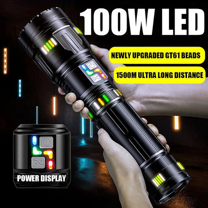 Long range LED flashlight zoomable tactical torch Type-C