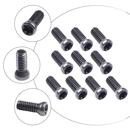 Close-up of M2.5 x 7mm and M2.5 x 6mm Torx screws for CNC lathe carbide insert tools