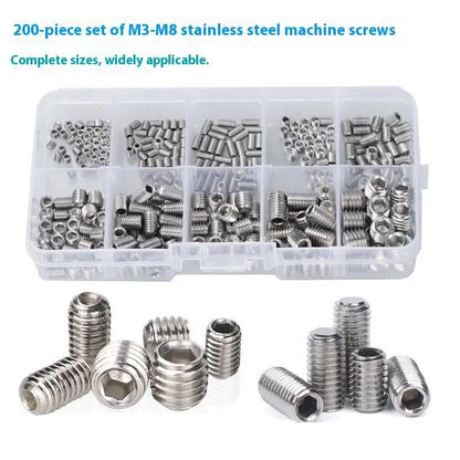 Headless machine screw combination kit with M3, M4, M5, M6, M8 sizes
