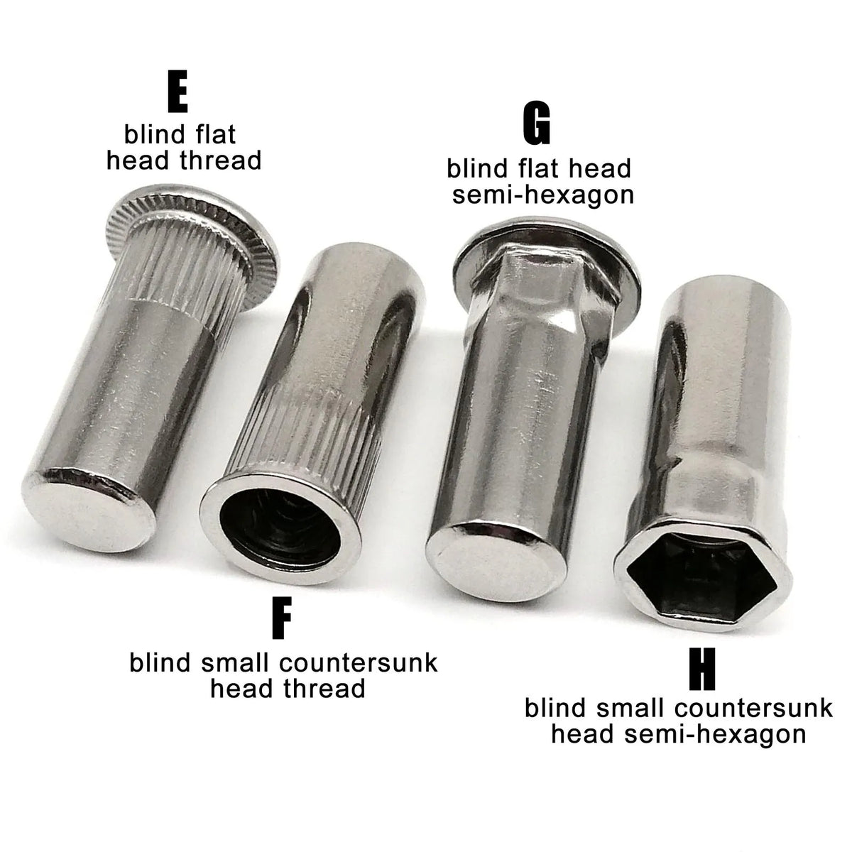 Hex Rivnut Design 304 SS Flat Head Rivet Nut Semi-Hex Nutsert M3–M12 Blind – Keszoox