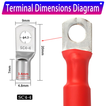 M4 copper ring terminal SC4-4 close-up showing solid copper lug and precise bolt hole size