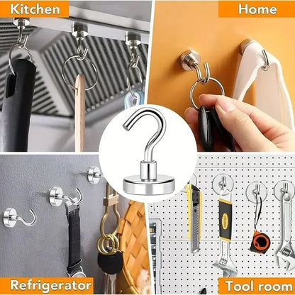 Set of 20/1Pcs metal strong magnetic hooks, wall-mounted for keys, coats, hanging, and storage in home, kitchen, or bathroom