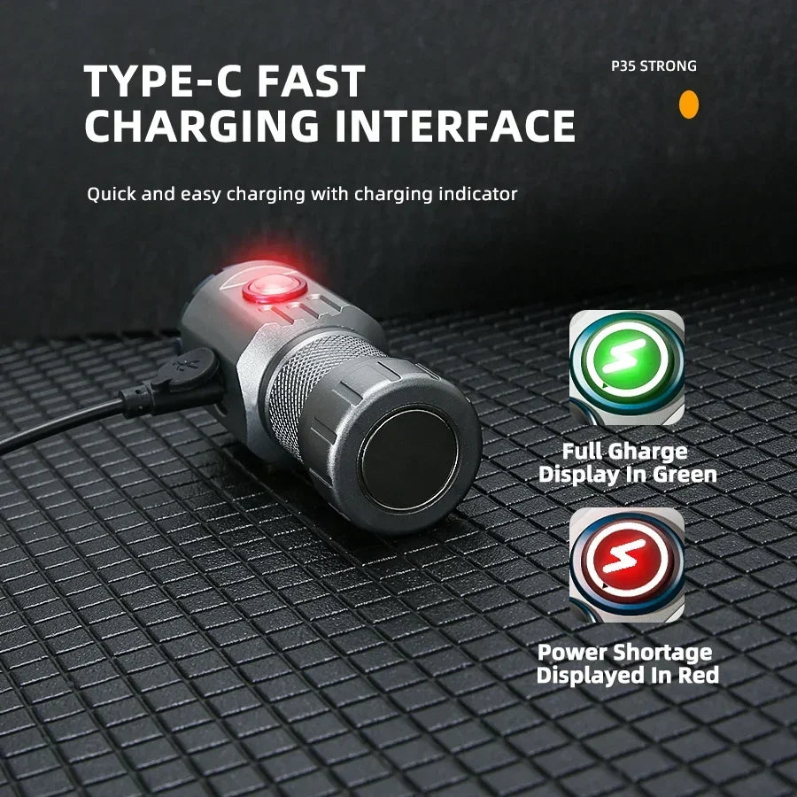 LED flashlight with magnetic base for outdoor use