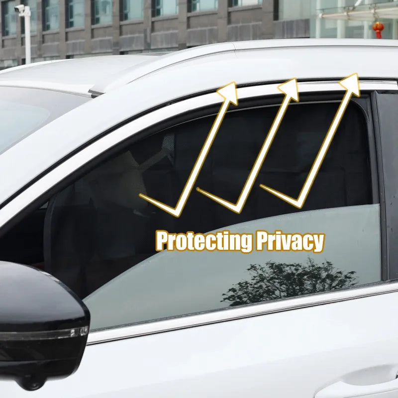 Foldable magnetic car sunshade curtain for summer UV and heat blocking