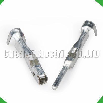 Male and female wire crimp pins for harness plug